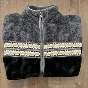 UGG Sherpa Jacket X-Large Women’s Marlene Heritage Braid Black Sherpa Full Zip